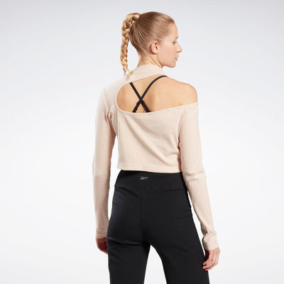 Women's Clothing - Print Clash Long Sleeve Yoga Shirt - Brown