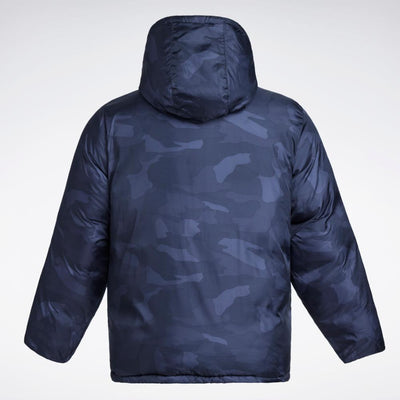 Reebok Apparel Men Classic Colorblock Reversible Puffer Jacket PURE GREY/BLACK