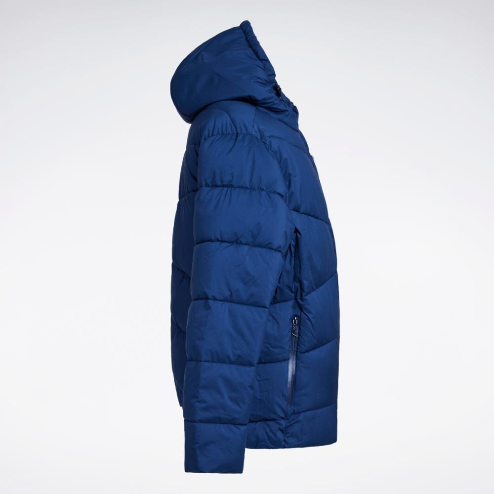 Navy hooded puffer clearance jacket