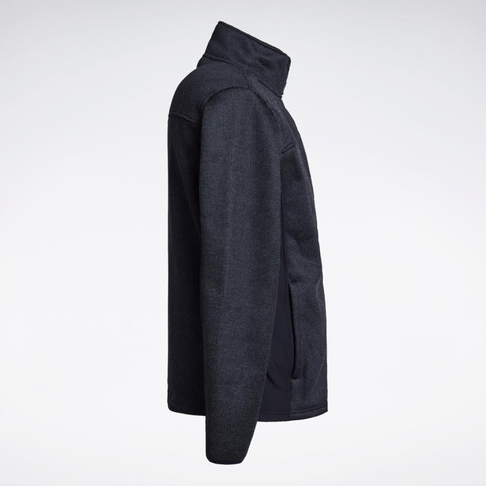Reebok Apparel Men Water-Resistant Knit Jacket BLACK HEATHER/BLACK