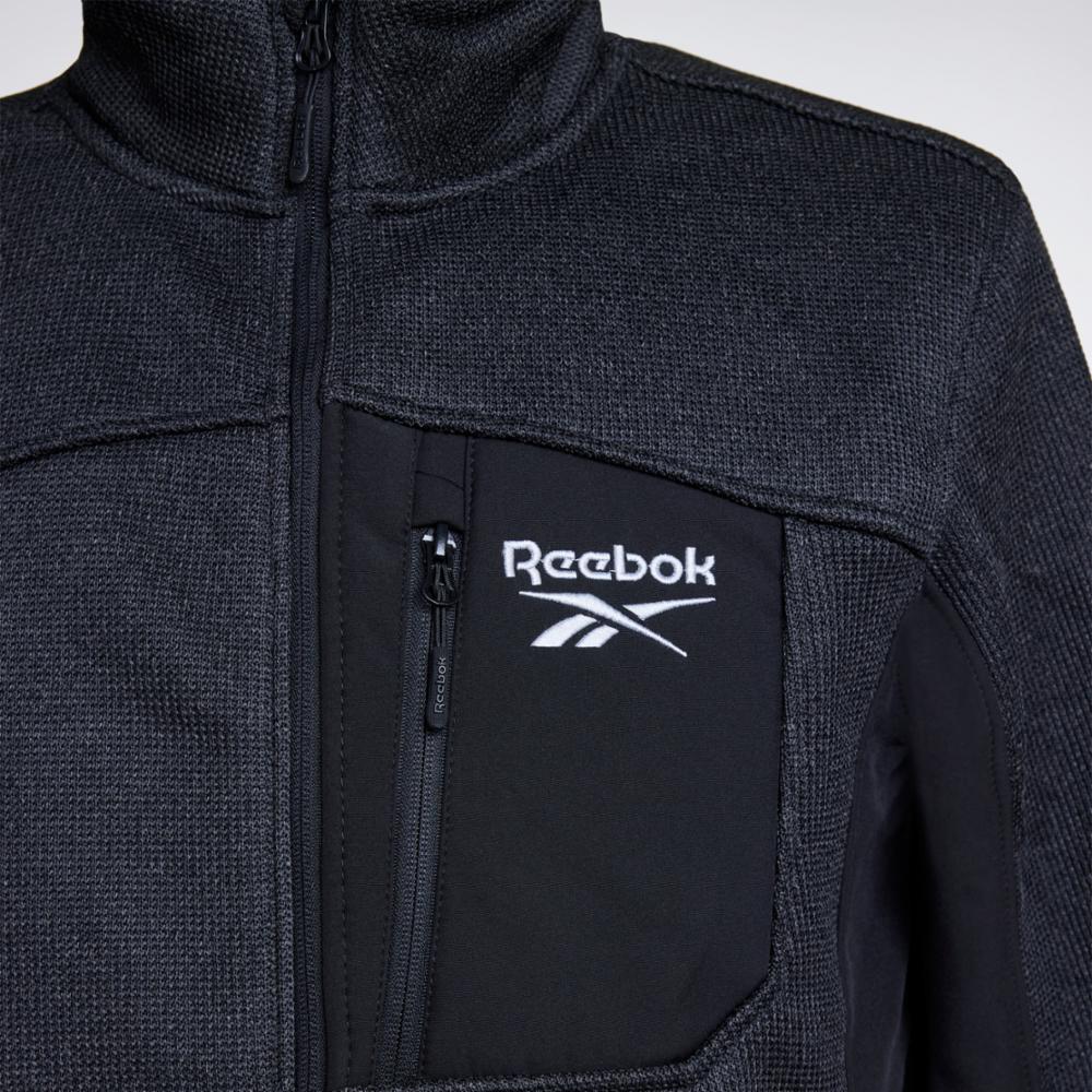 Reebok Apparel Men Water-Resistant Knit Jacket BLACK HEATHER/BLACK ...