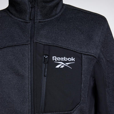 Reebok Apparel Men Water-Resistant Knit Jacket BLACK HEATHER/BLACK