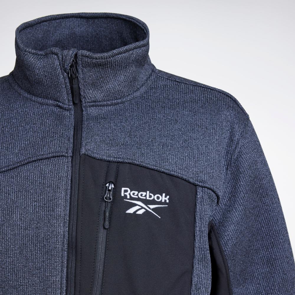 Reebok Apparel Men Water-Resistant Knit Jacket CHARCOAL HEATHER