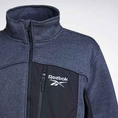 Reebok Apparel Men Water-Resistant Knit Jacket CHARCOAL HEATHER/BLACK